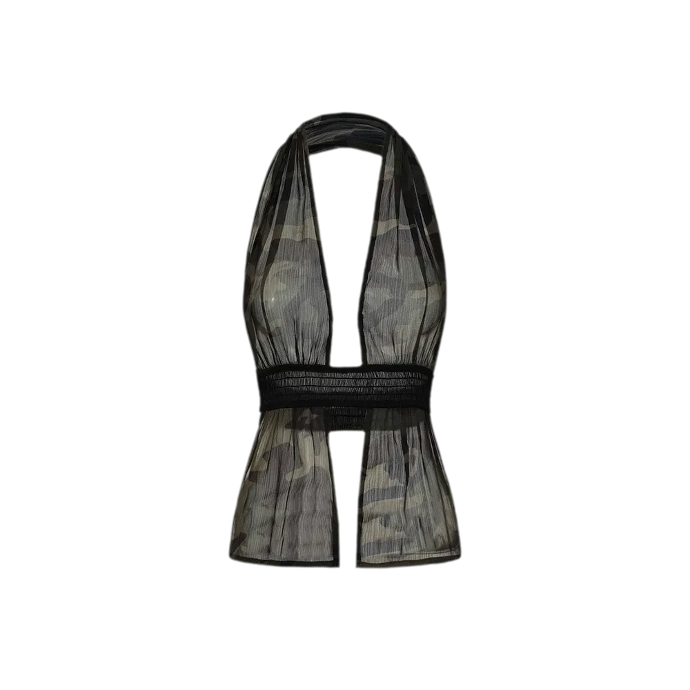 Mesh Halter Backless Top