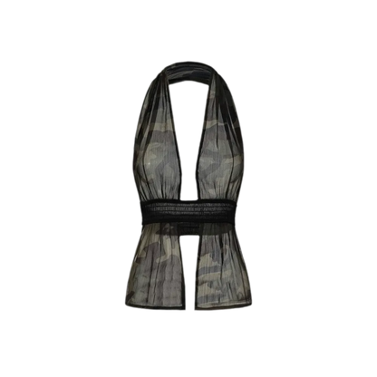 Mesh Halter Backless Top
