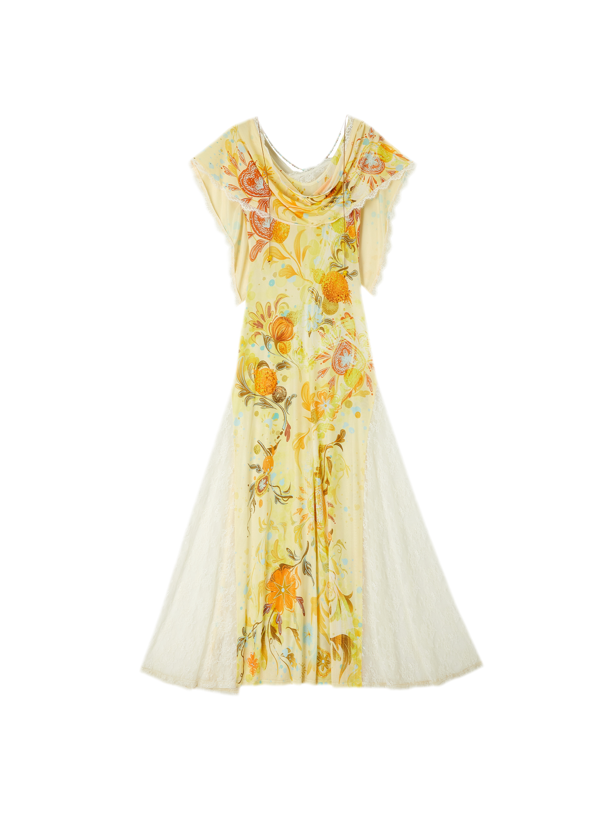 Beaded Lace Print Convertible Dress