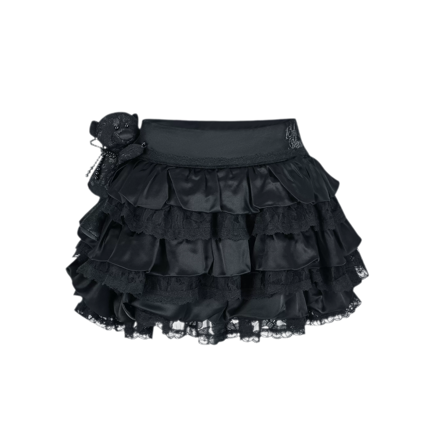 Lace Bear Puff Mini Skirt