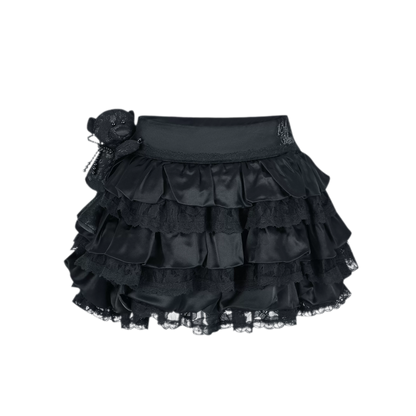 Lace Bear Puff Mini Skirt