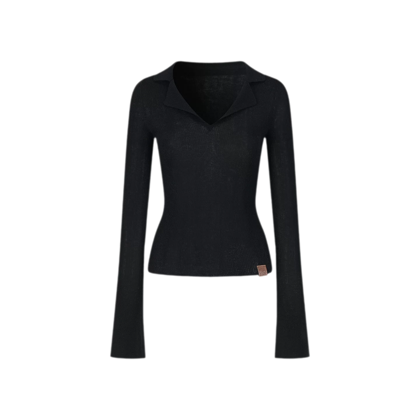 Wool Ribbed Polo Top