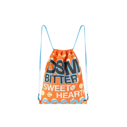 Screen-Printed Drawstring Shoulder Bag