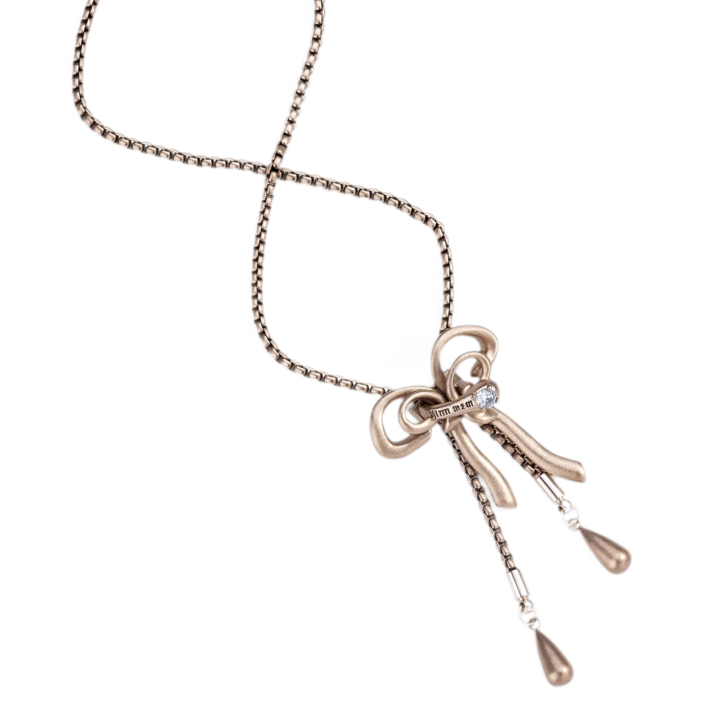 Vintage Rhinestone Bow Necklace