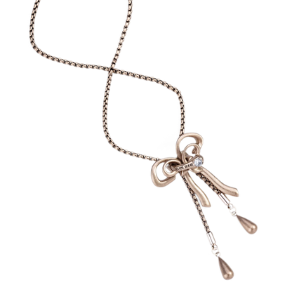 Vintage Rhinestone Bow Necklace
