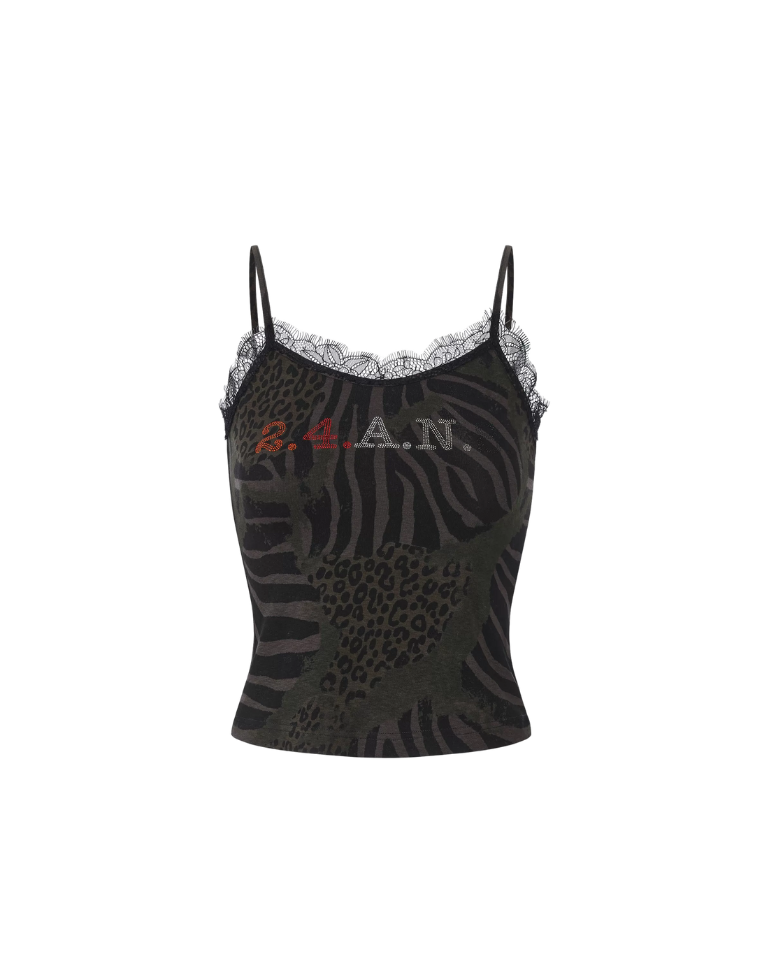 24ANS Gradient Print Camisole with Rhinestone – Black
