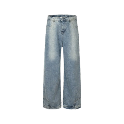 Washed Denim Wide-Leg Jeans