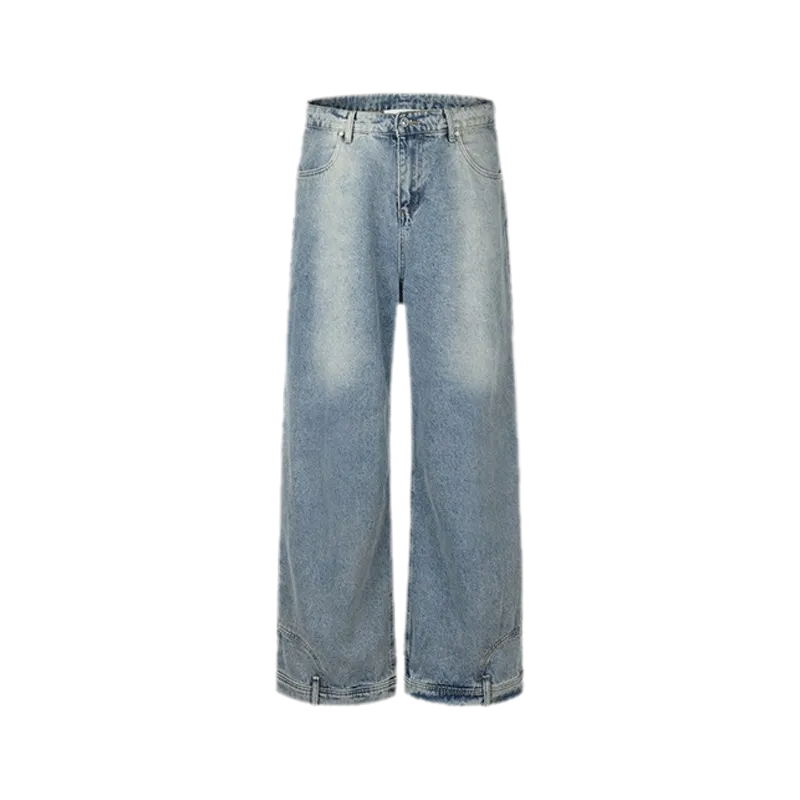 Washed Denim Wide-Leg Jeans