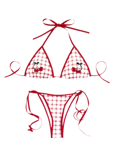 Red Plaid Bra / S
