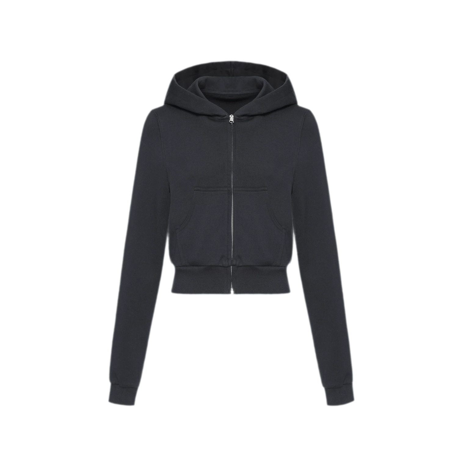 Ribbed Slim-Fit Cropped Hoodie