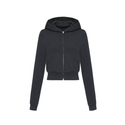 Ribbed Slim-Fit Cropped Hoodie