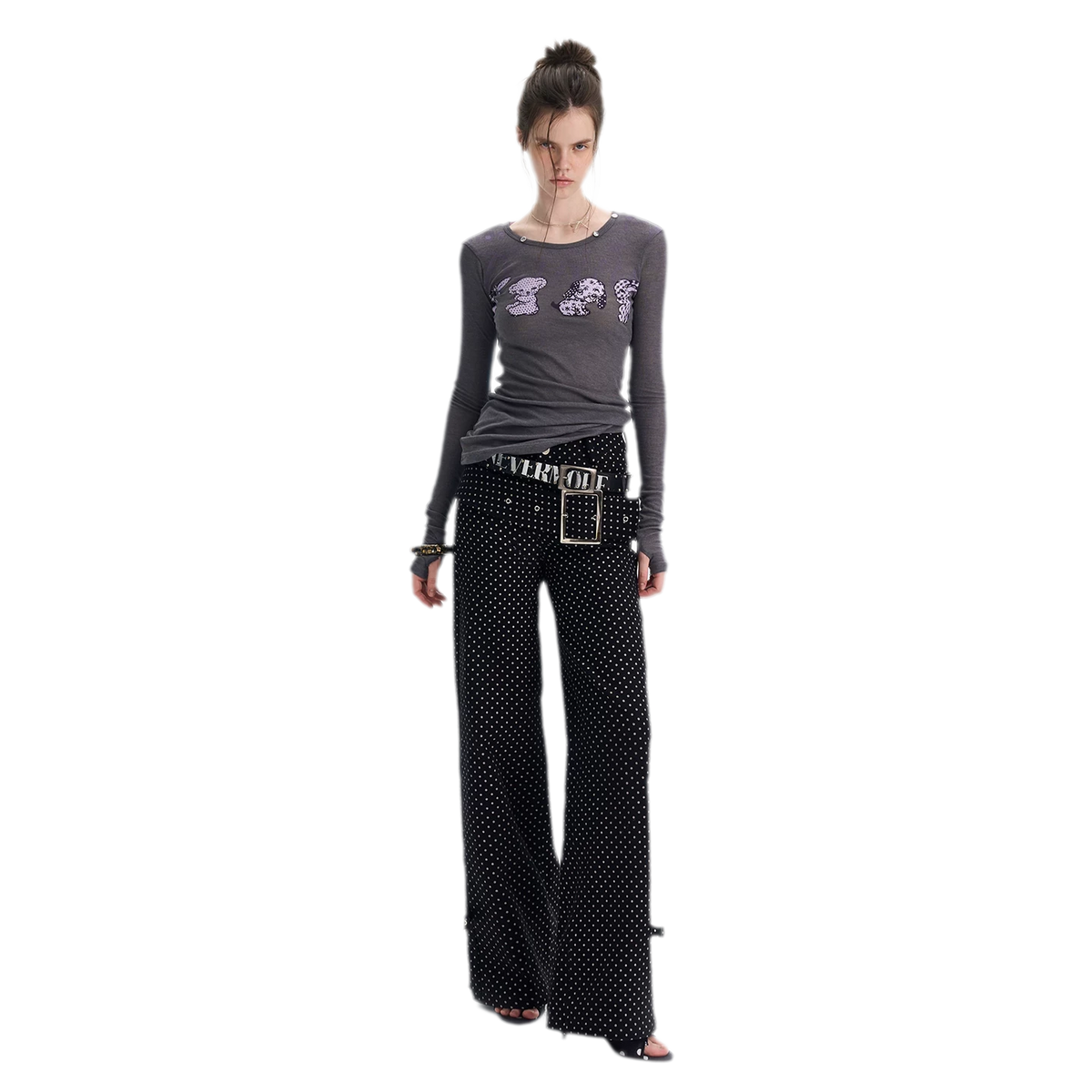 T-shirt stampata slim fit a maniche lunghe
