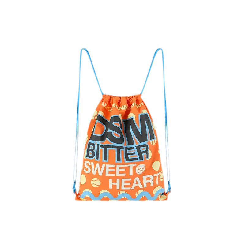 Screen-Printed Drawstring Shoulder Bag
