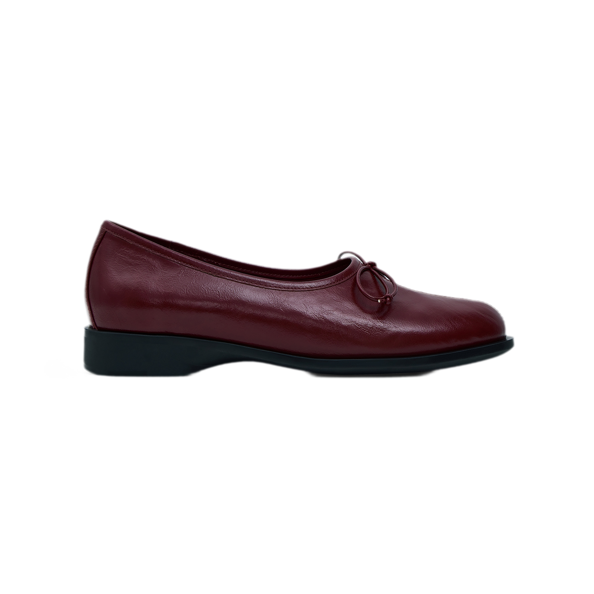 Oiled Leather Bow Ballet Flats