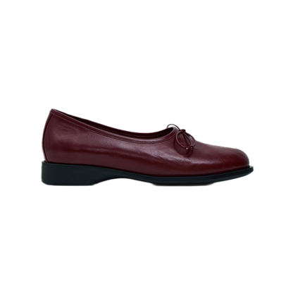 Oiled Leather Bow Ballet Flats