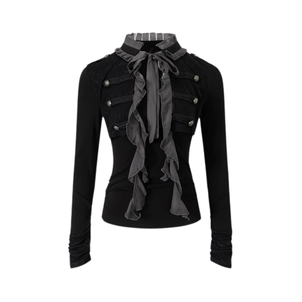 Blouse met getextureerd ruchespaneel