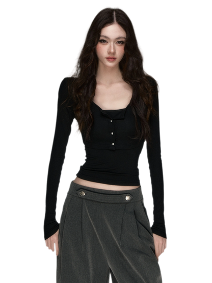 Soft Fitted Layered Top Set