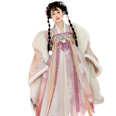 Pink + Fur Shawl (Set) / S