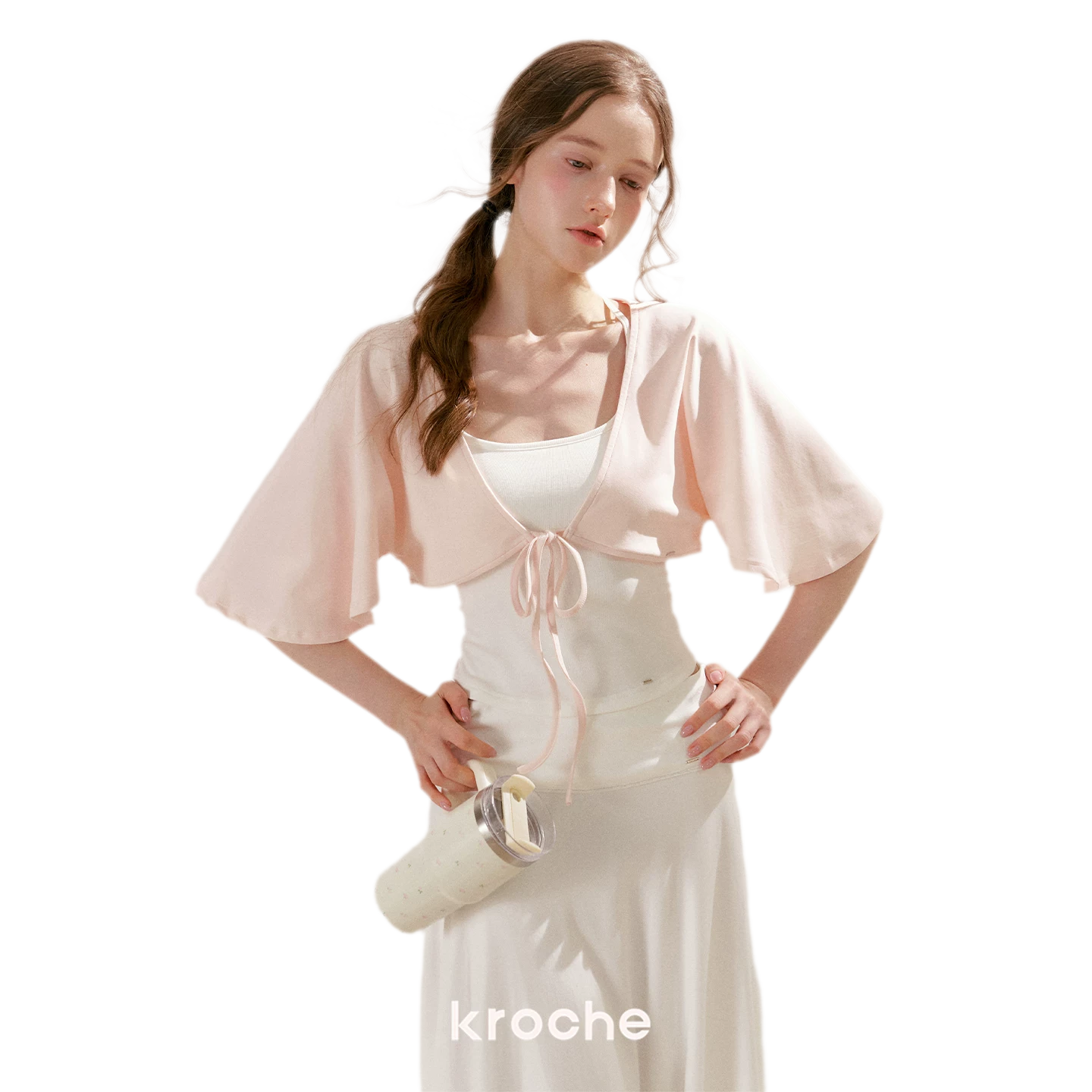 Airy Cloud Feel Halter U-Neck Vest and Batwing