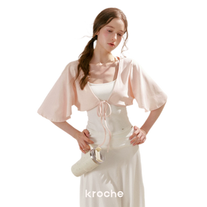 Soft Pink Top + Cream White Vest / S