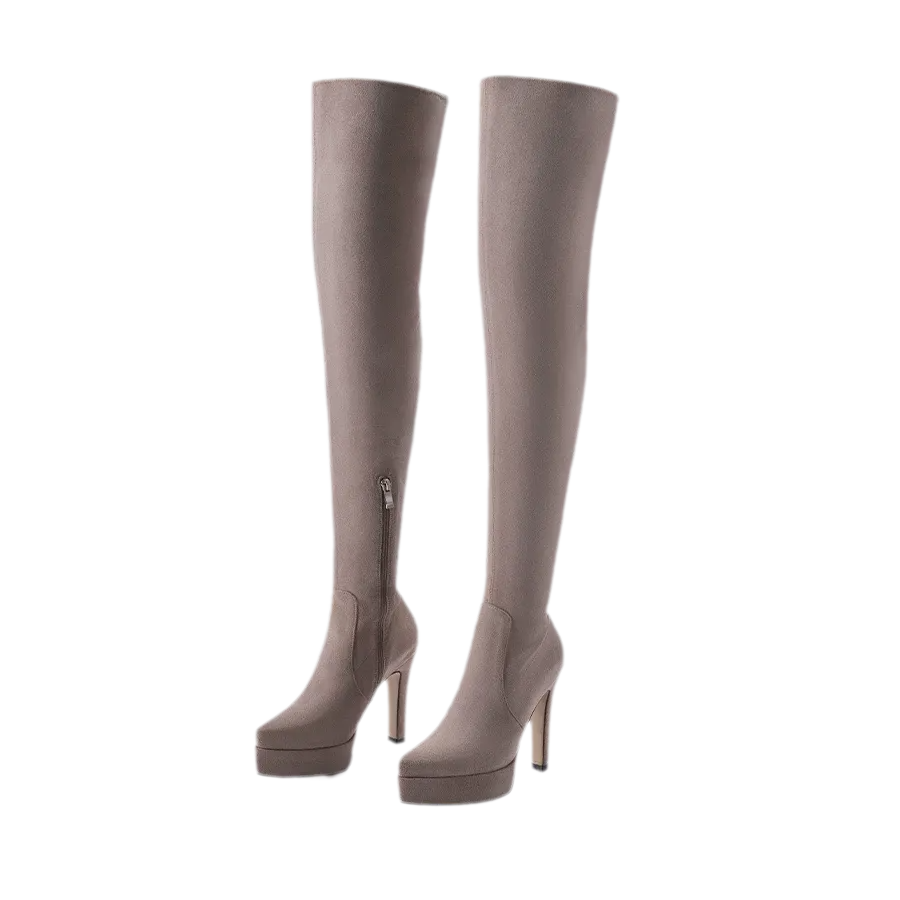 Suede Slouchy Over-Knee Boots