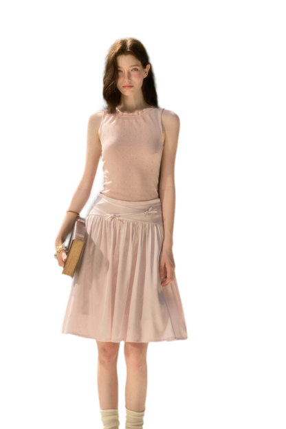 Satin Bow A-Line Skirt