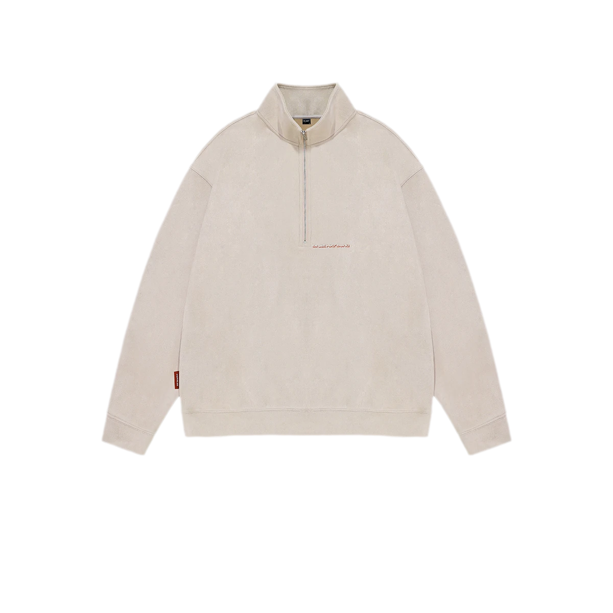 Faux Suede Oversize Polo Sweatshirt