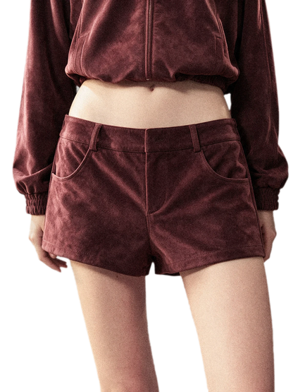 Faux Leather Stand Collar Jacket