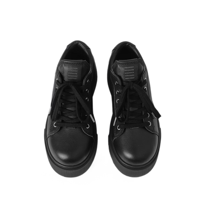 Sculptural Leather Thick-Soled Sneakers