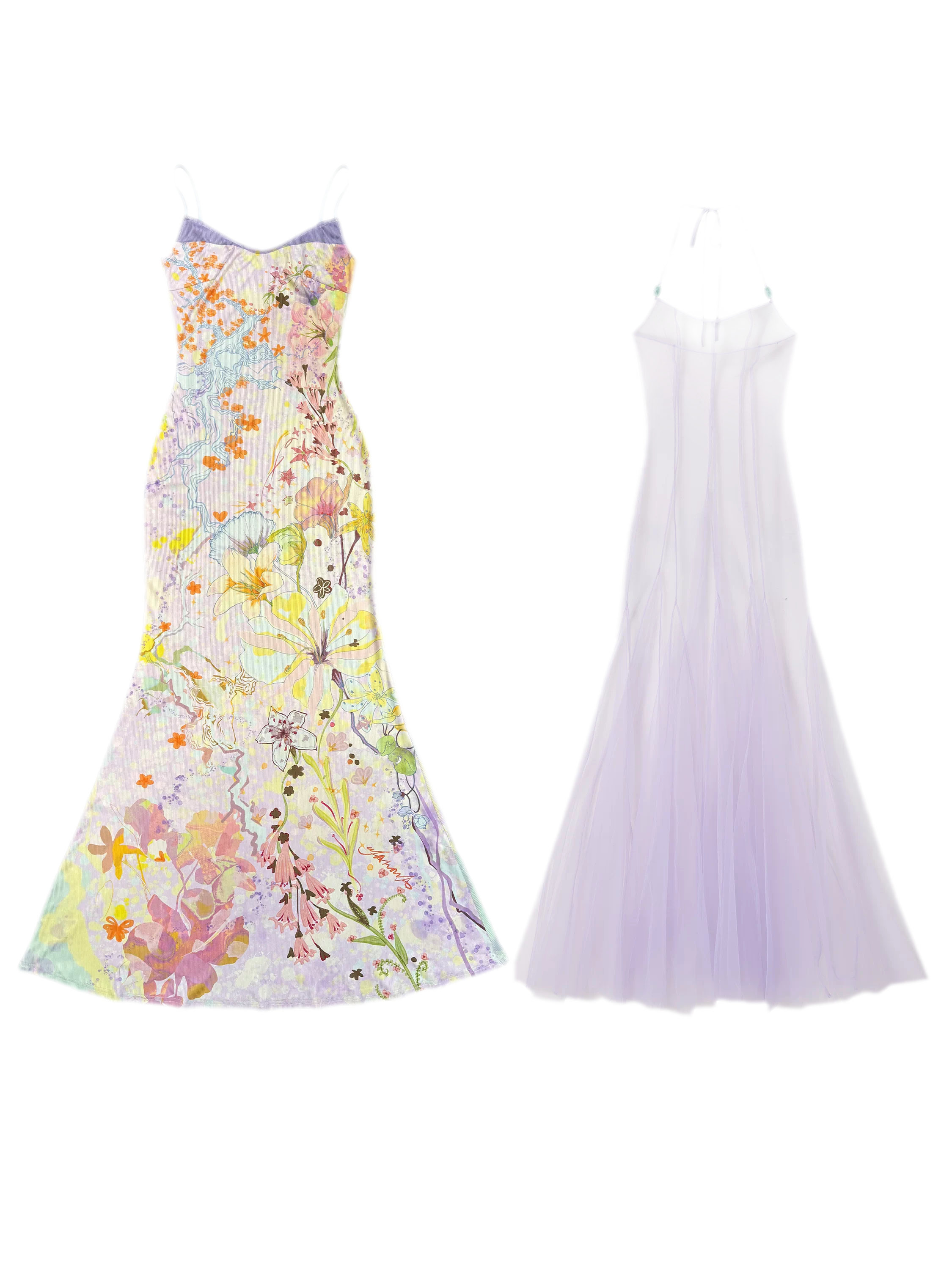 Oil-Painted Print Organza Set