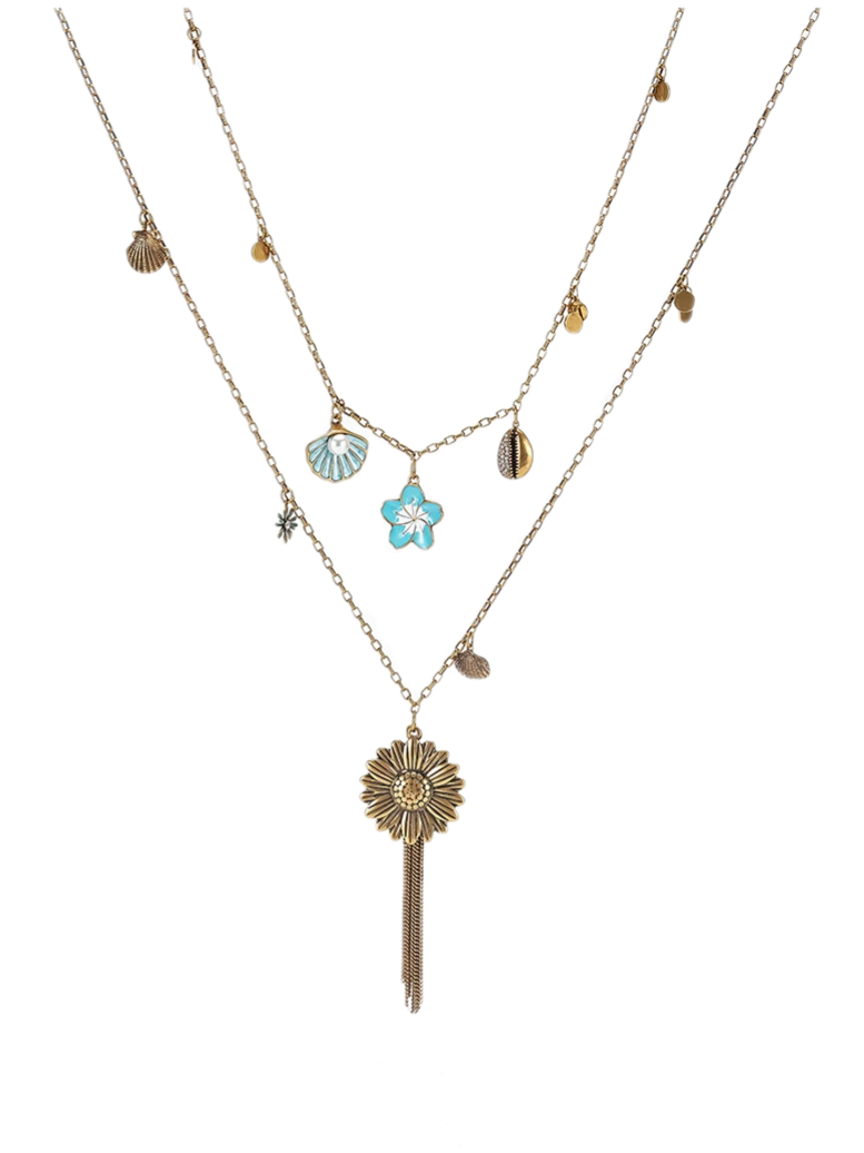Vintage Sunflower Tassel Necklace