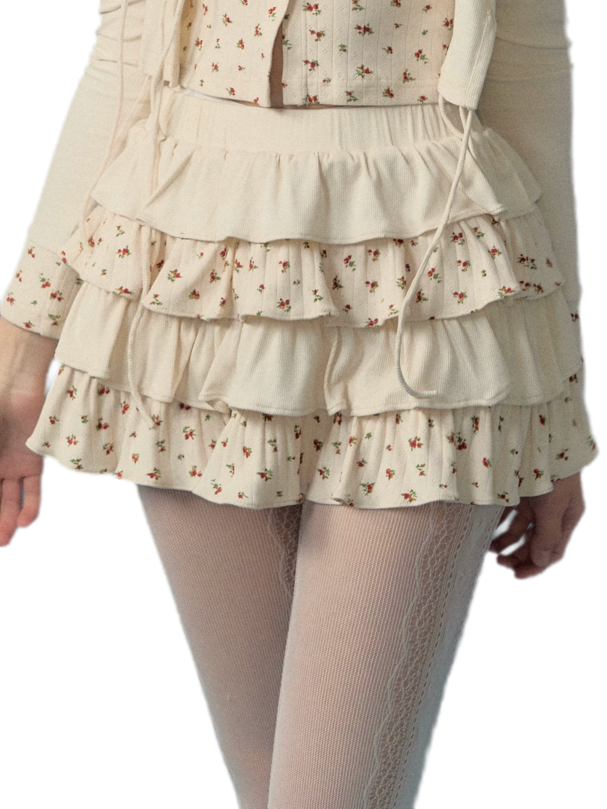 Contrast Floral Knit Set