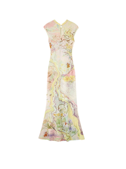 Draped Neck Fishtail Dress