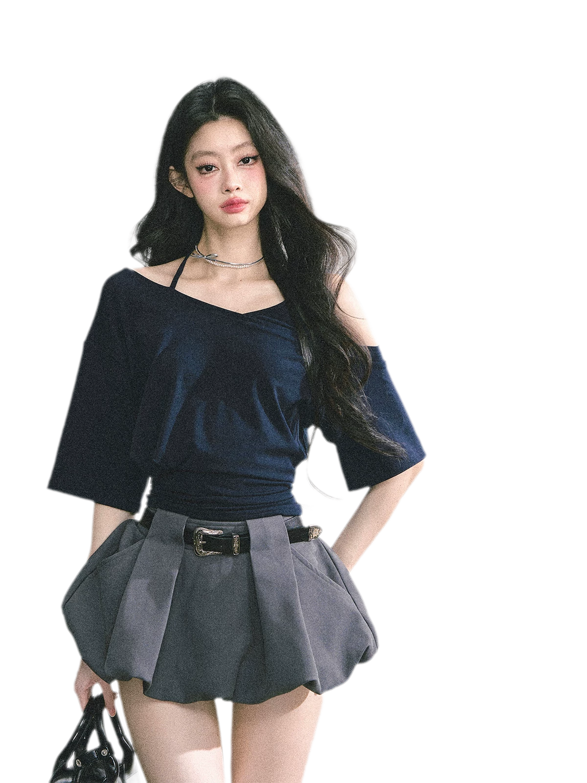 Asymmetric Beaded Off-Shoulder Top