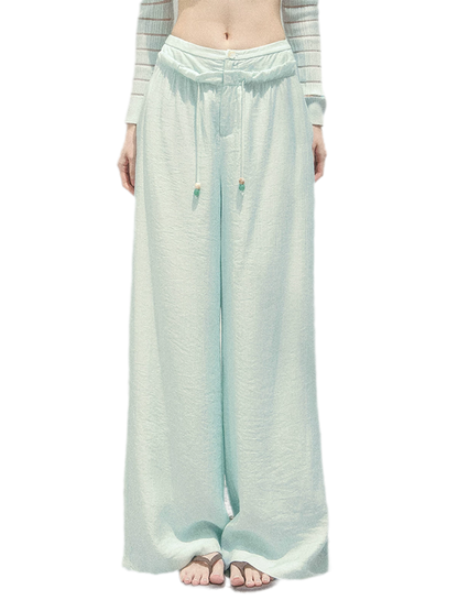 Wide-Leg Embroidered Pants