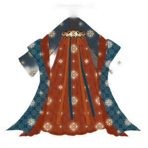 Blue Top + Red Skirt + 2 Shawls  + 2 Shoulder Straps / S