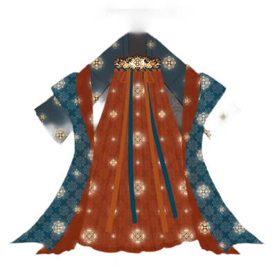 Blue Top + Red Skirt + 2 Shawls  + 2 Shoulder Straps / S