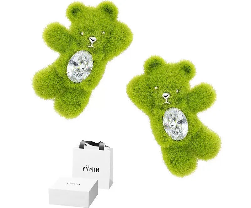 Green Bear Gem Hair Clip