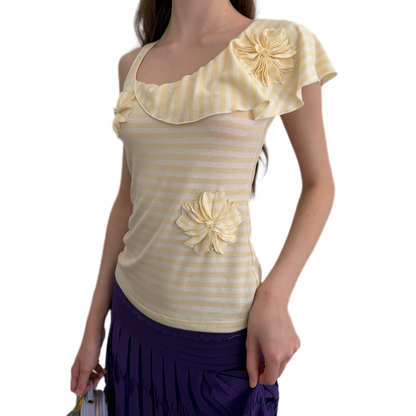 Dimensional Floral Asymmetric Tank Top