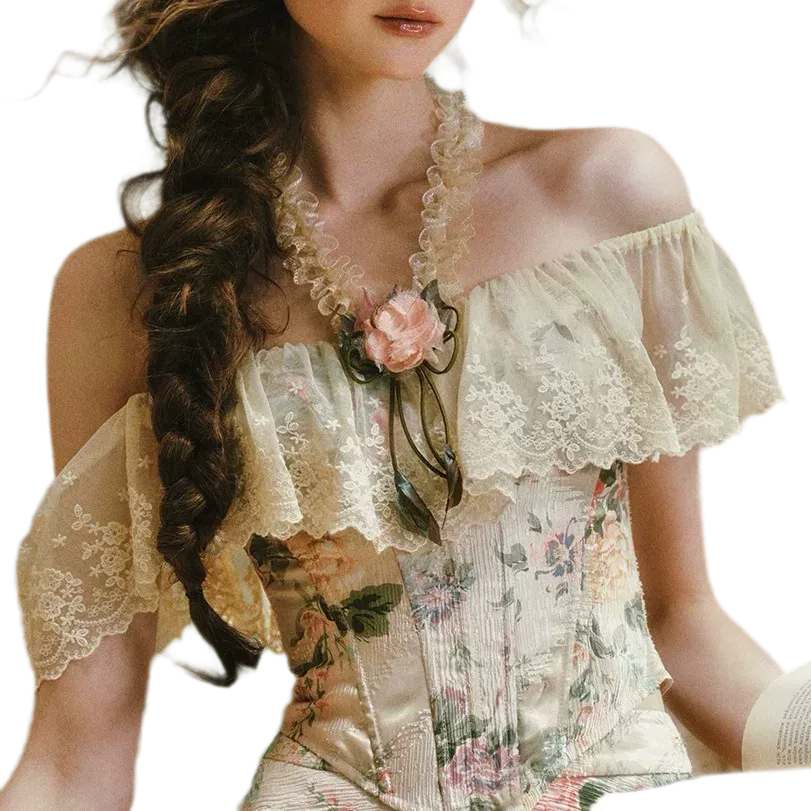 Floral Lace Off-Shoulder Set