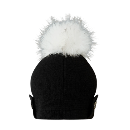 Cappello in lana con pompon e visiera