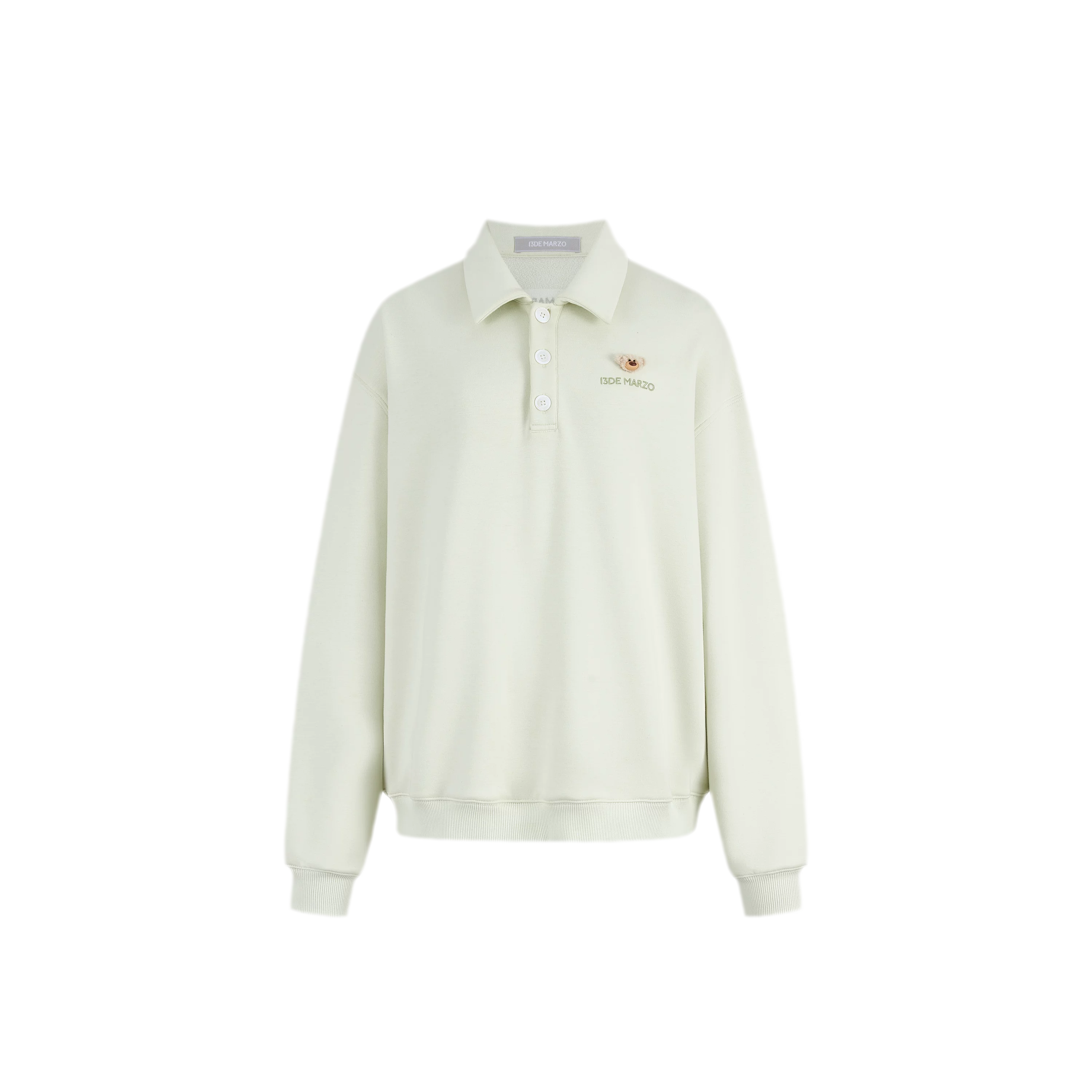 Textured Loose Polo Sweatshirt