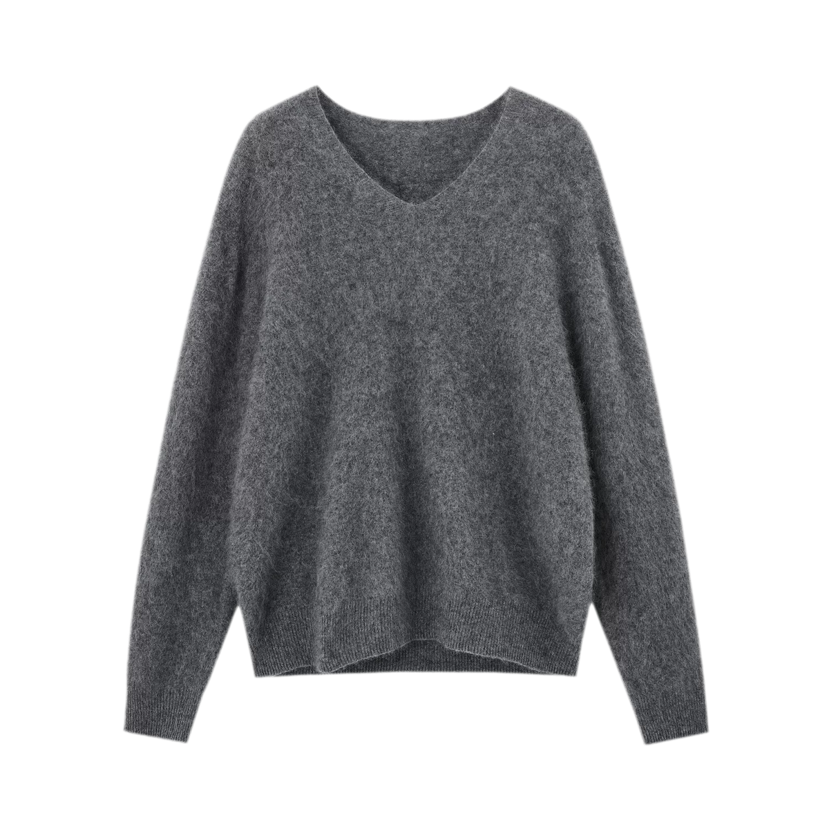 Flauschiger Mohairpullover mit V-Ausschnitt