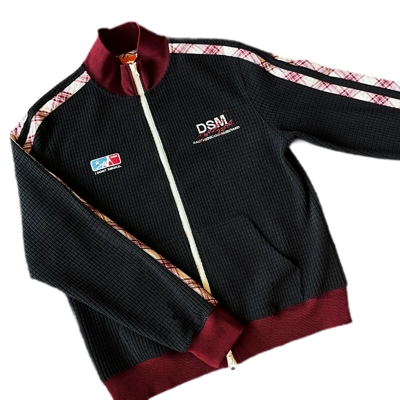 Waffle Knit Colorblock Zip-Up Cardigan