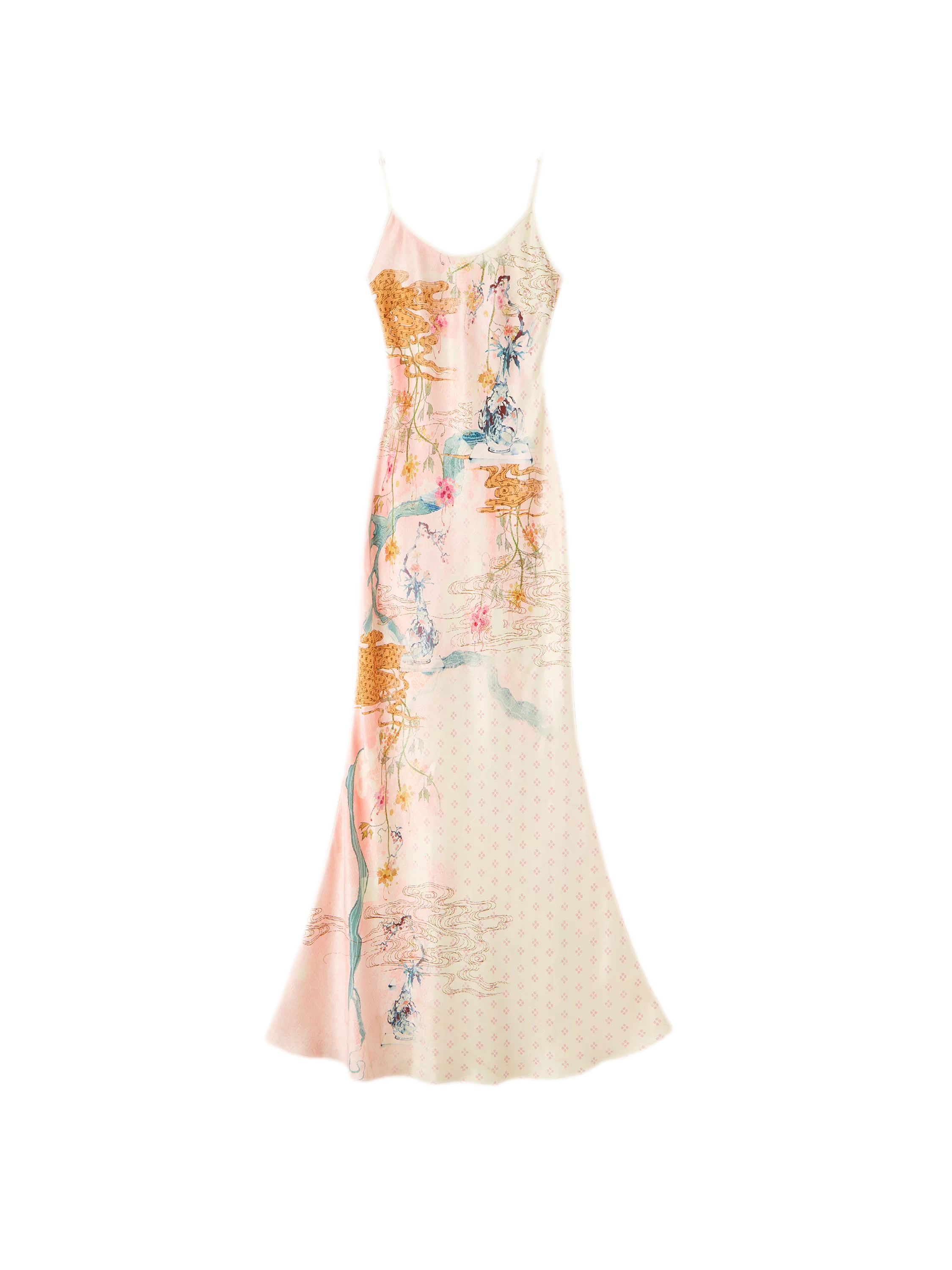 Leopard Stitch Floral Slip Dress