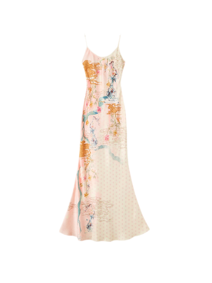Leopard Stitch Floral Slip Dress