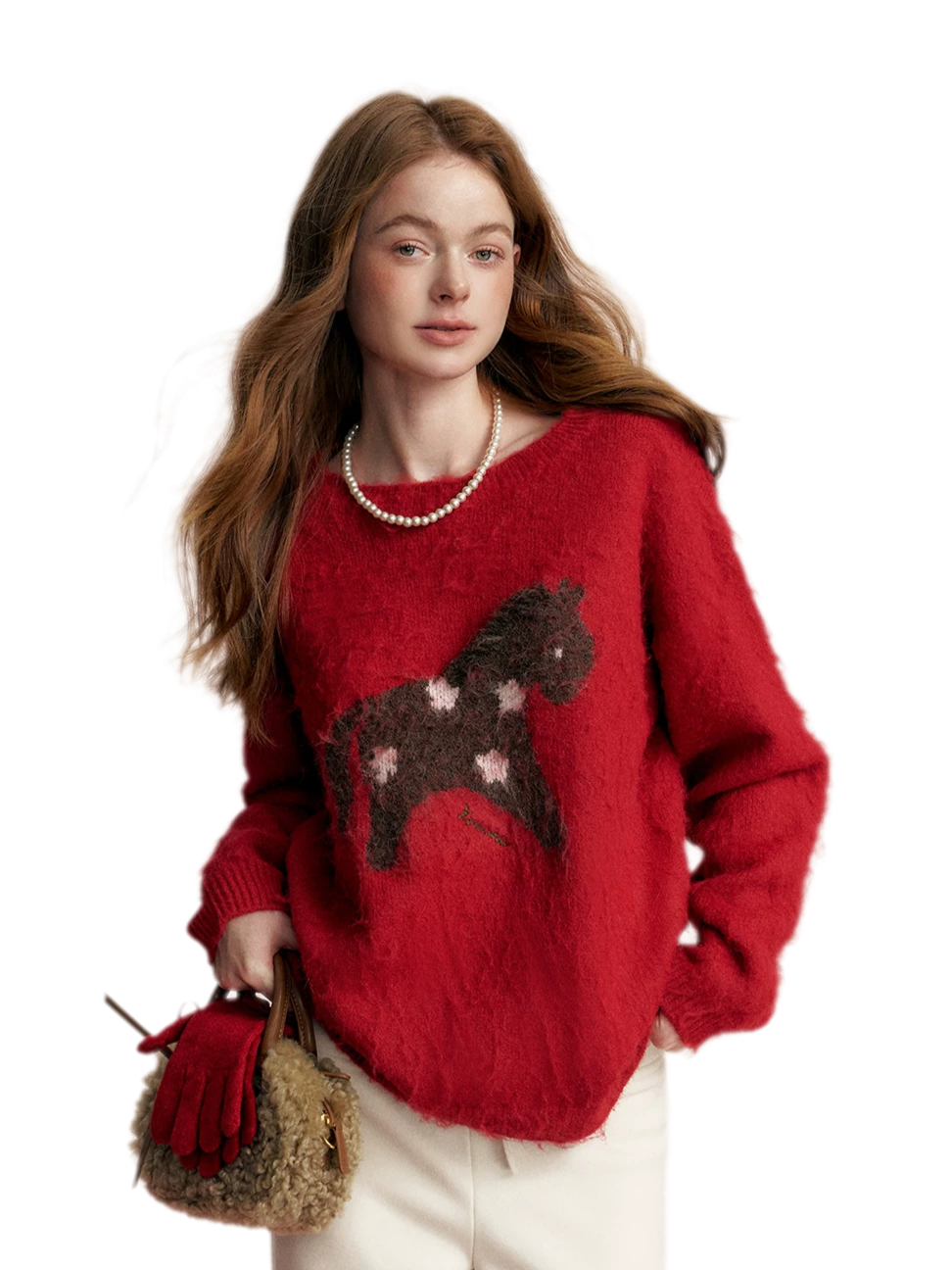 Brushed Horse Jacquard Sweater