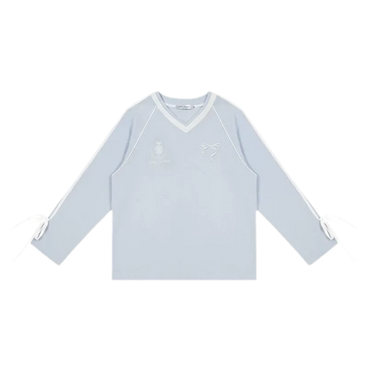 Colorblock Bow Embroidered Tee