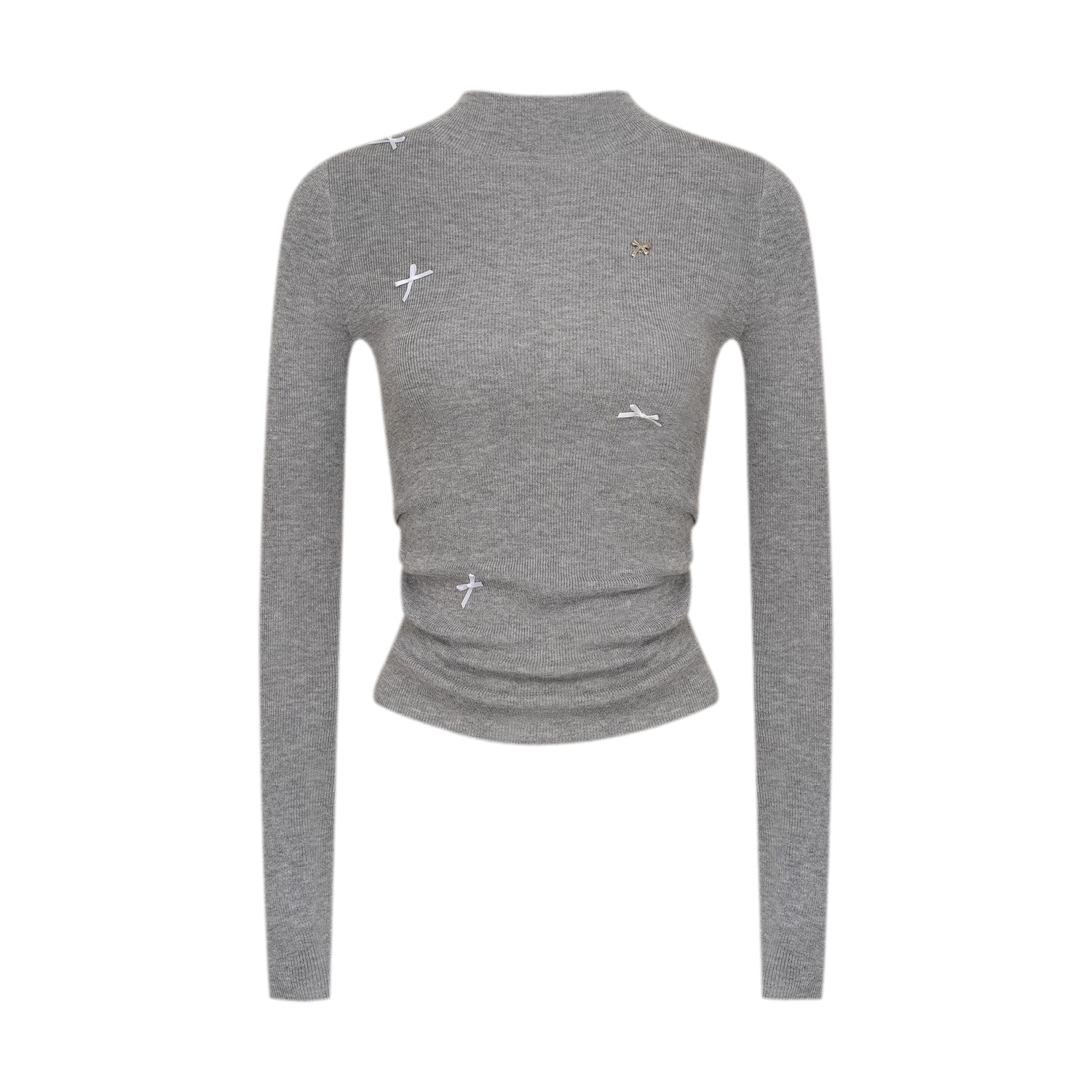 Fine Wool Ruched Bow Top