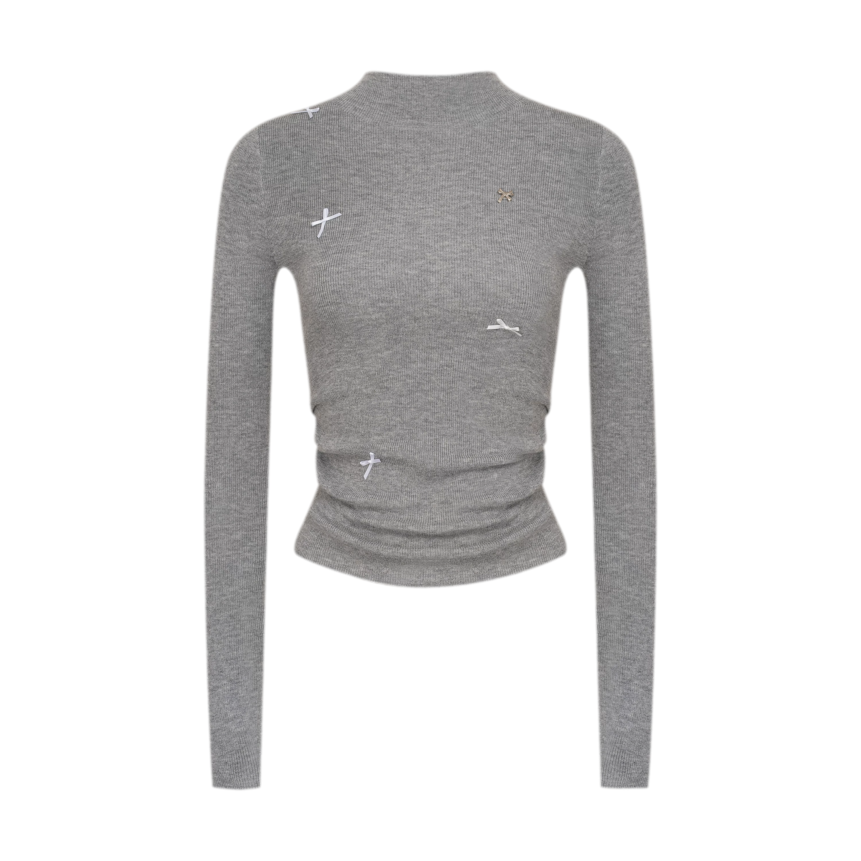 Fine Wool Ruched Bow Top